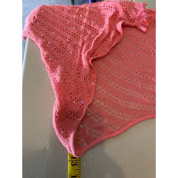 2 pc Colorful Boho Ruffled Dress Pink Textured Bodice & Crochet Shrug Small - Picture 13 of 15